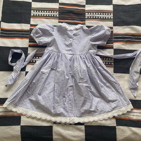 Vintage Mini World Purple/White Gingham Dress With Belt. Size 3T. Rare. USA. - Picture 5 of 14
